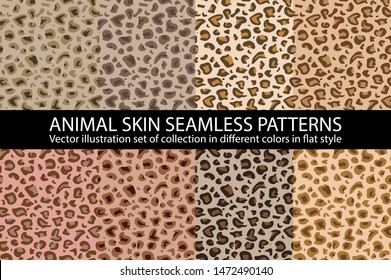 set natural animal skin Seamless Pattern vector texture eps 10 illustration Leopard repeating background