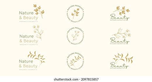 Set Of Natural Beauty Logo For Branding In Modern Design Concept, Cosmetic, Fashion Store, Feminine.