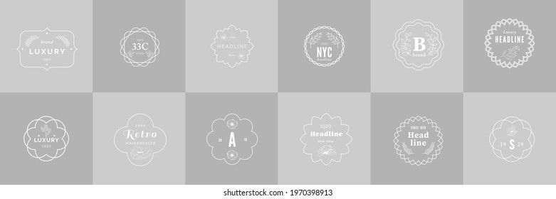 Set Of Natural Business Logo Collection In Minimal Style Vector Template. Vector With Floral Illustration For Design Studio.