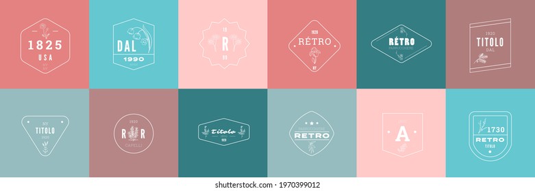 Set Of Natural Business Logo Collection In Minimal Style Vector Template. Vector With Floral Illustration For Design Studio.