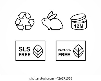 Set of natural cosmetics design packaging elements, icons