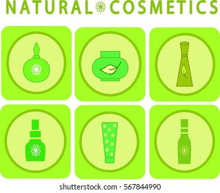 set of natural cosmetics logo design  business cards, stickers