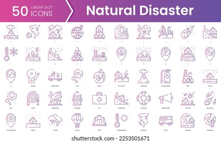 Set of natural disaster icons. Gradient style icon bundle. Vector Illustration