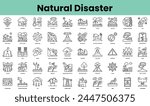 Set of natural disaster icons. Linear style icon bundle. Vector Illustration