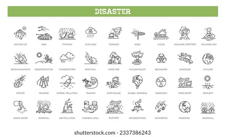 Set of natural disaster icons. Vector illustration