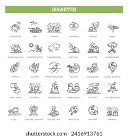 Set of natural disaster icons. Vector illustration