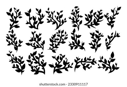 Set von natürlichen Öko-Blattdesign-Vorlagen. Silhouette des organischen Pflanzenlogos Vektorgrafik.