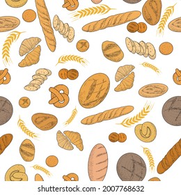 Set of natural elements of bread sketch vector illustration