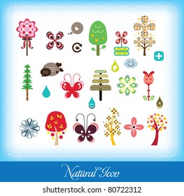 set of natural elements (can use for bookmark, sticker & website)