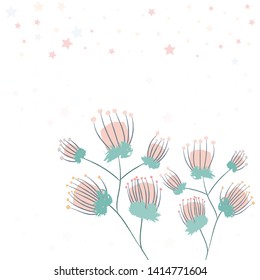 Set of natural flower  for art design background and wale fabric.cute spring floral.Creative vector illustration 