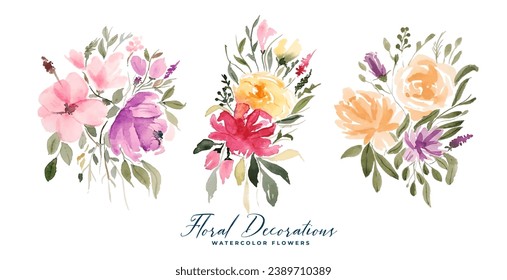set of natural flowers and leaves background for wedding decor vector
