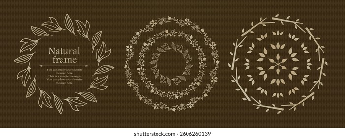 A set of natural frames and design elements with plant motifs
