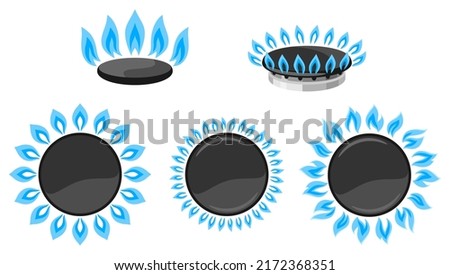 Set of natural gas stove burners. Industrial and business image.