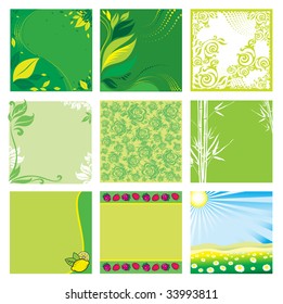 Set of natural green vector backgrounds