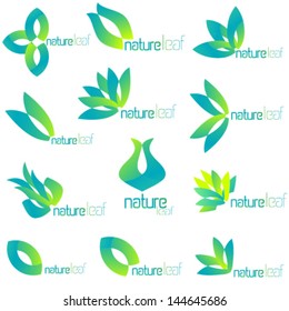 set of natural icons, leaf shapes, logo set