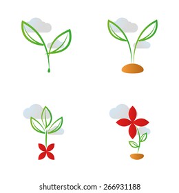 Set of natural icons on a white background. Vector Illustration