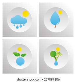 Set of natural icons on a white background. Vector illustration