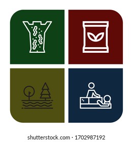 Set of natural icons. Such as Leech therapy, Seed bag, Tree, Massage , natural icons