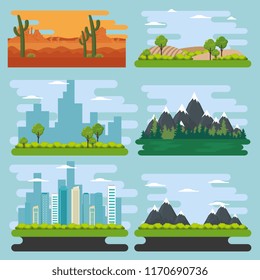 set natural landscape scenes