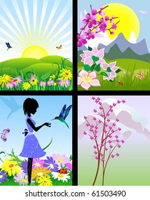 set of natural landscapes