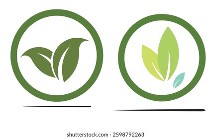 set of natural leaves logo vector icon illustration design template