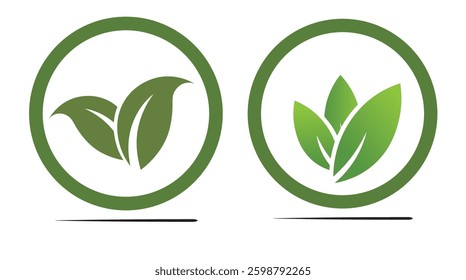 set of natural leaves logo vector icon illustration design template