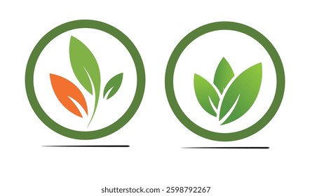 set of natural leaves logo vector icon illustration design template