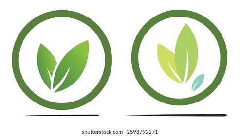 set of natural leaves logo vector icon illustration design template
