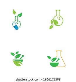 set of natural medicine logo vector illustration design 