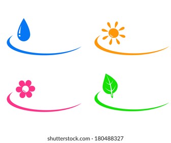 set of natural objects on white background with blank place