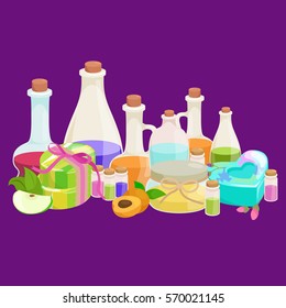 set of natural organic hand made soap with olives vector illustration, body beauty care concept, nature cosmetics aroma bar for herbal handmade spa products collection