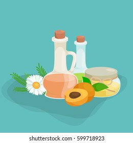 set of natural organic hand made soap with olives vector illustration, body beauty care concept, nature cosmetics aroma bar for herbal handmade spa products collection