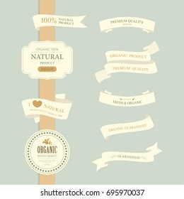 set of natural and organic label. vintage banner and badges design.