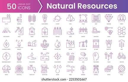 Set of natural resources icons. Gradient style icon bundle. Vector Illustration