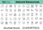 Set of natural resources icons. Line art style icons bundle. vector illustration