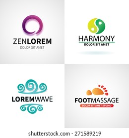 Set of natural spa yoga wellness meditation massage logo elements vector illustration
