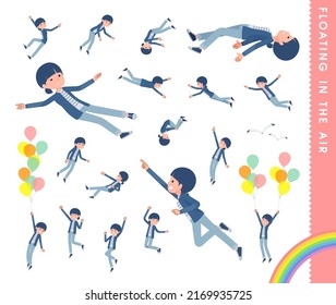 A set of natural style women floating in the air.It's vector art so easy to edit.