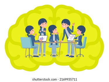 A set of natural style women having an intracerebral meeting.It's vector art so easy to edit.