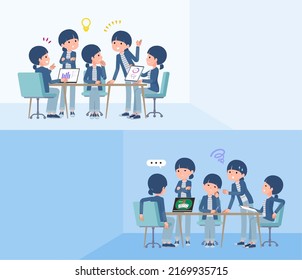 A set of natural style women having an intracerebral meeting.It's vector art so easy to edit.