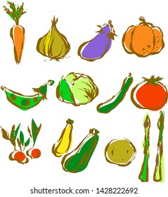 a set of natural vegetable illustration