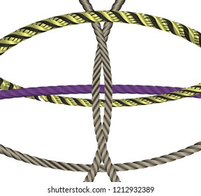 Set of naturalistic 3D type illustration of twisted rope. Vector Illustration. EPS10
