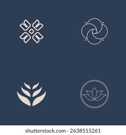 Set of Nature aesthetic cosmetics logo template business, natural branding design vector, beauty boutique logo design illustration
