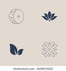 Set of Nature aesthetic cosmetics logo template business, natural branding design vector, beauty boutique logo design illustration