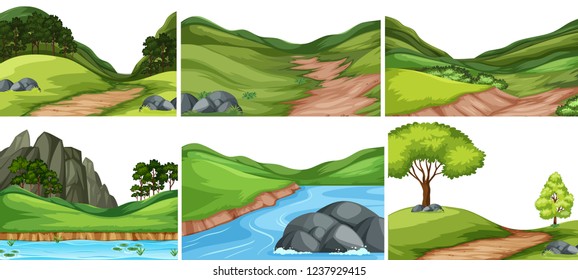 Set of nature background illustration