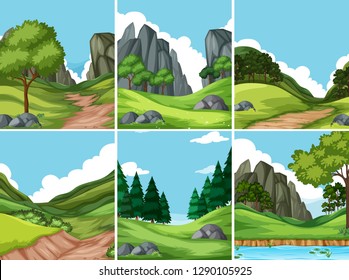 Set of nature background illustration