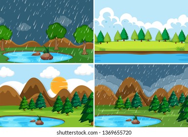 Set of nature background illustration