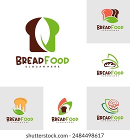 Set of Nature Bread Food logo vector template, Creative Bread Leaf logo design concepts