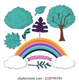 Set of nature cartoons