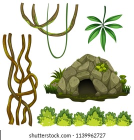Un conjunto de ilustraciones de cavernas naturales