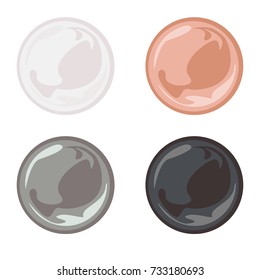 Set of nature colored pearl. Soap bubble, circle, sphere, ball, glossy - vector